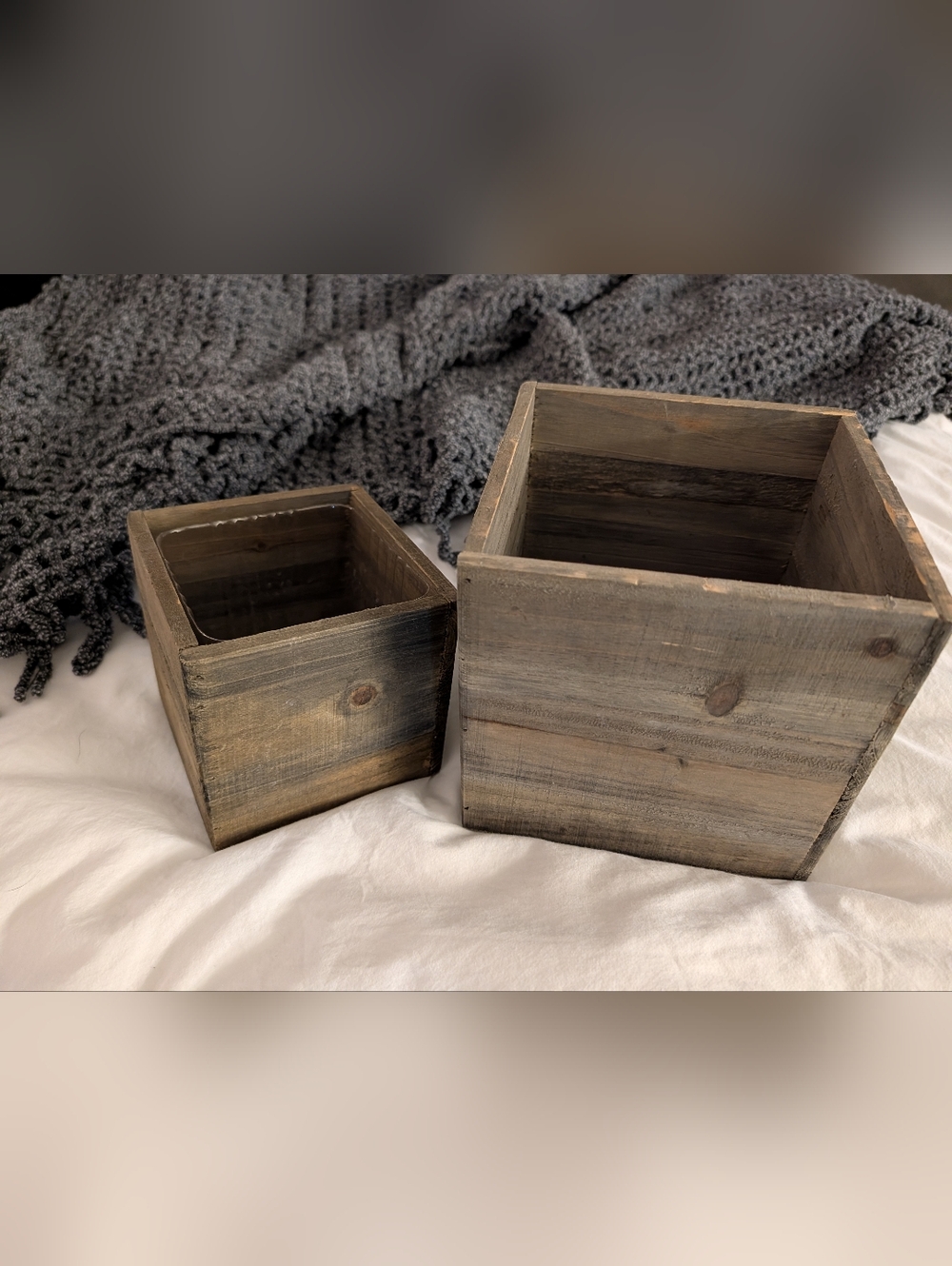 Matching Wooden Indoor Plant Pots Holders